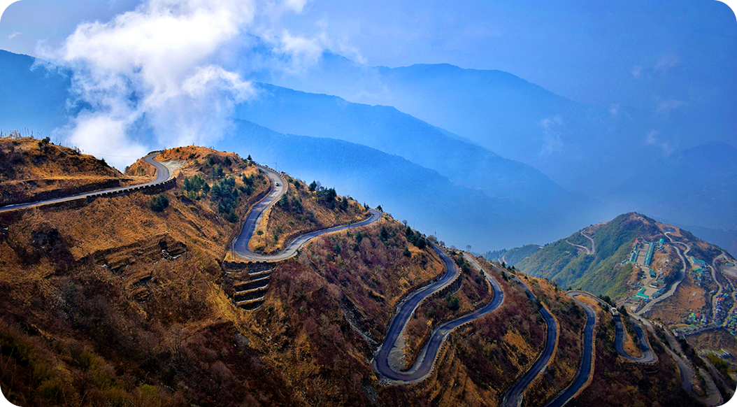 Winding roads in Sikkim